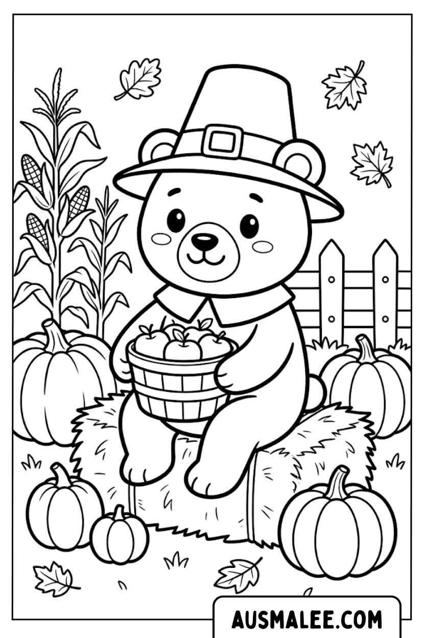 Coloriages ours récolte d'automne