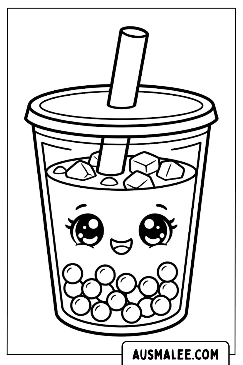 Coloriages Bubble Tea Kawaii