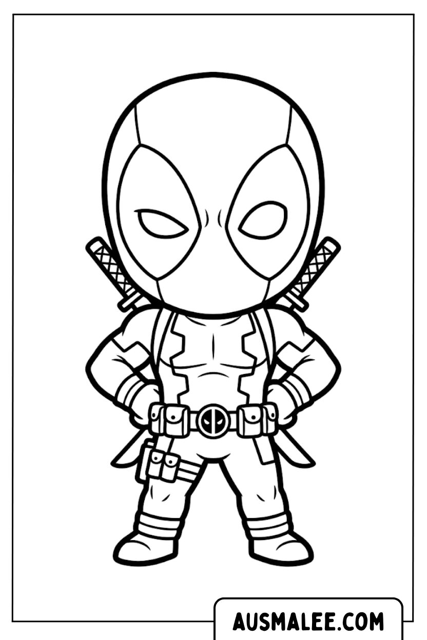 Chibi Deadpool Staande Kleurplaten