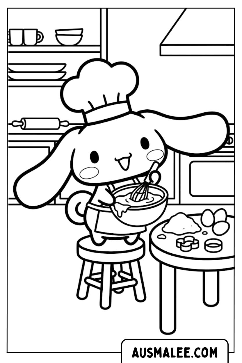 Ausmalbilder Cinnamoroll Backt In Küche
