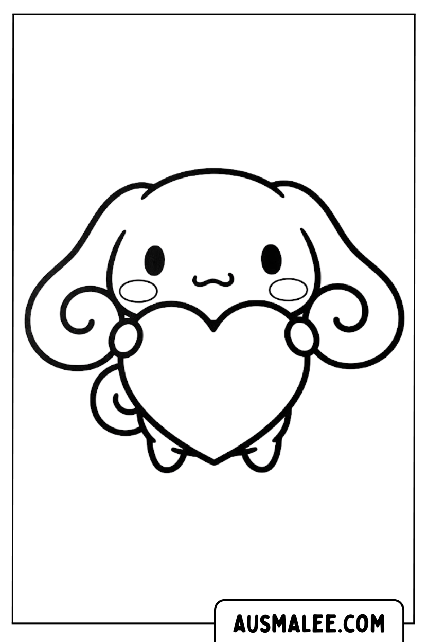 Ausmalbilder Cinnamoroll Hält Grosses Herz