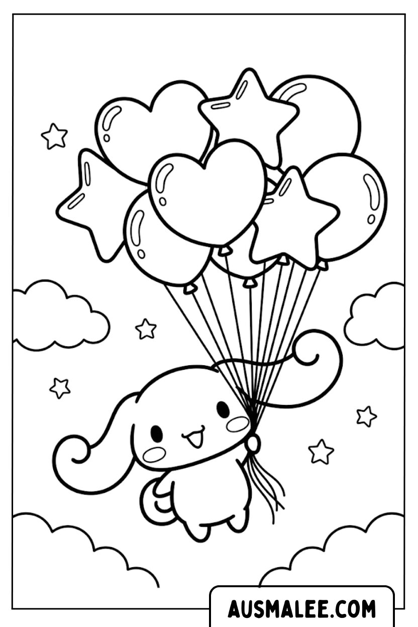 Ausmalbilder Cinnamoroll Mit Luftballons