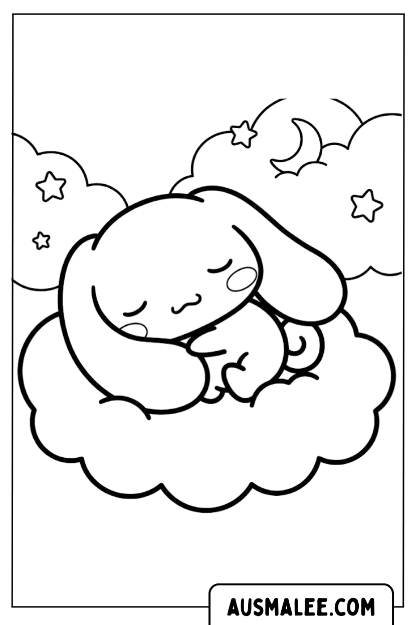 Ausmalbilder Cinnamoroll Schläft Auf Wolke