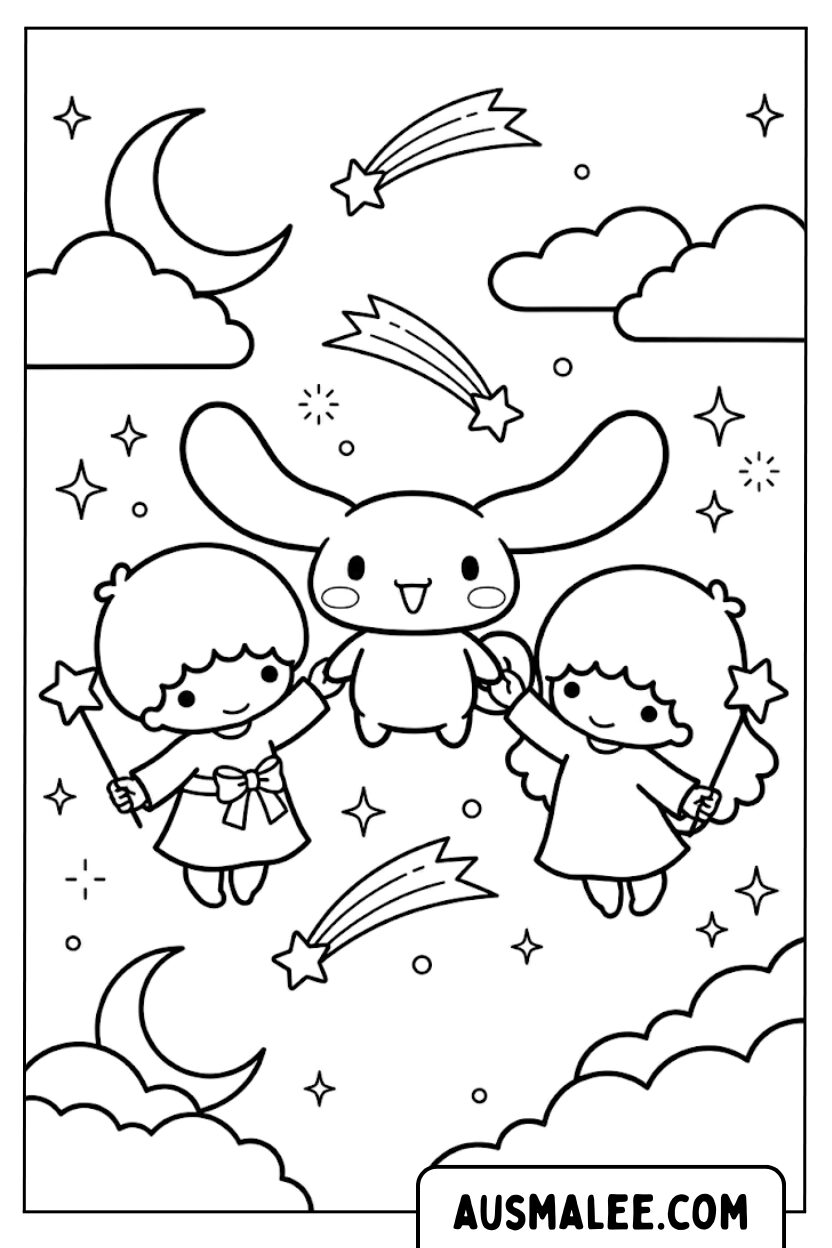 Ausmalbilder Cinnamoroll Und Little Twin Stars