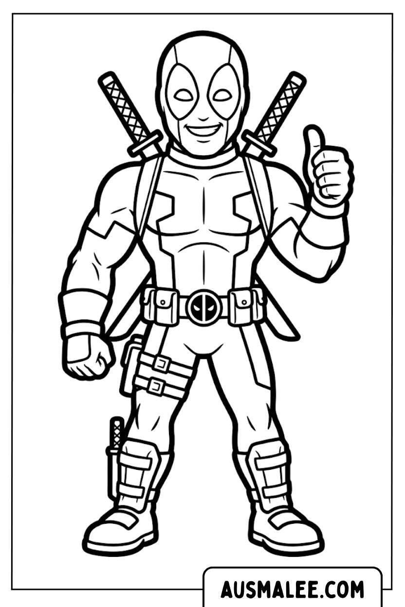 Deadpool kleurplaten duimen omhoog