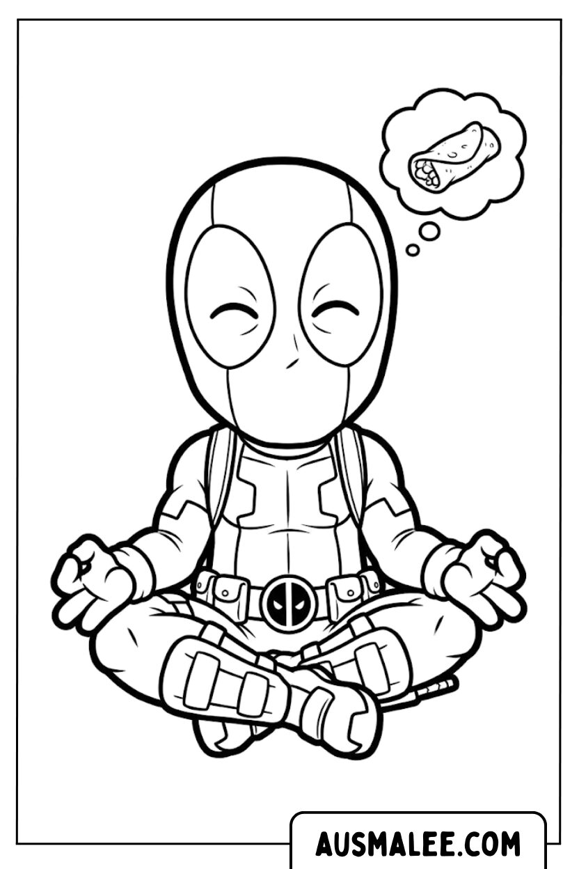 Deadpool Mediterende Taco kleurplaten