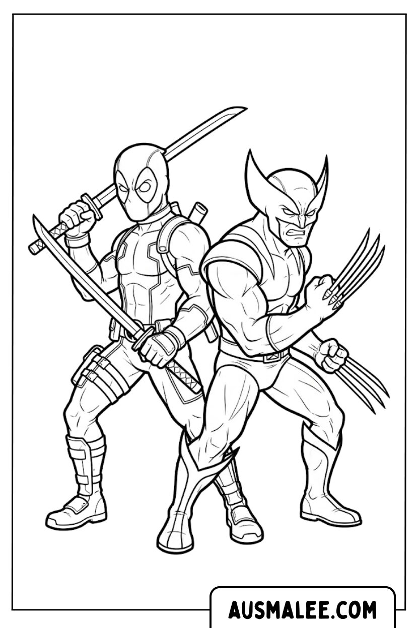 Deadpool Wolverine Team kleurplaten