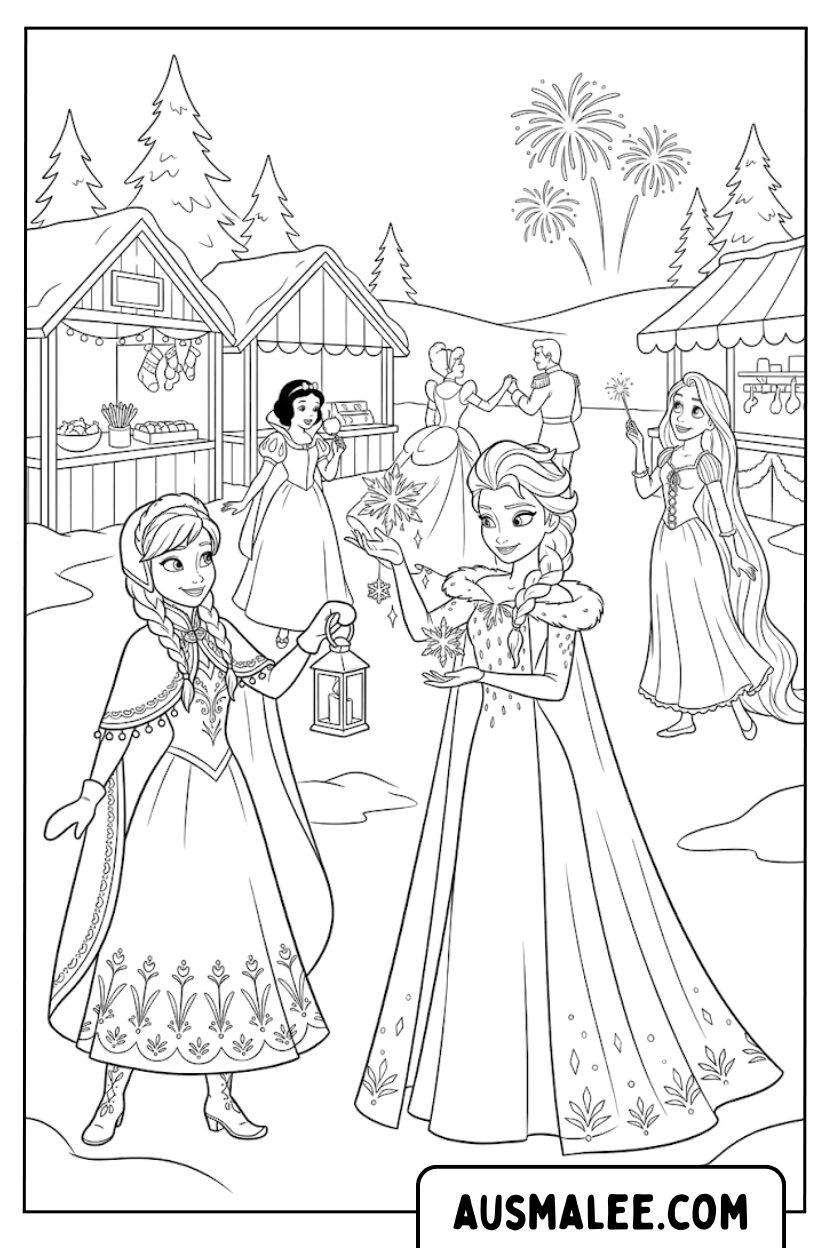 Kleurplaten Elsa Anna Winterfestivalvrienden