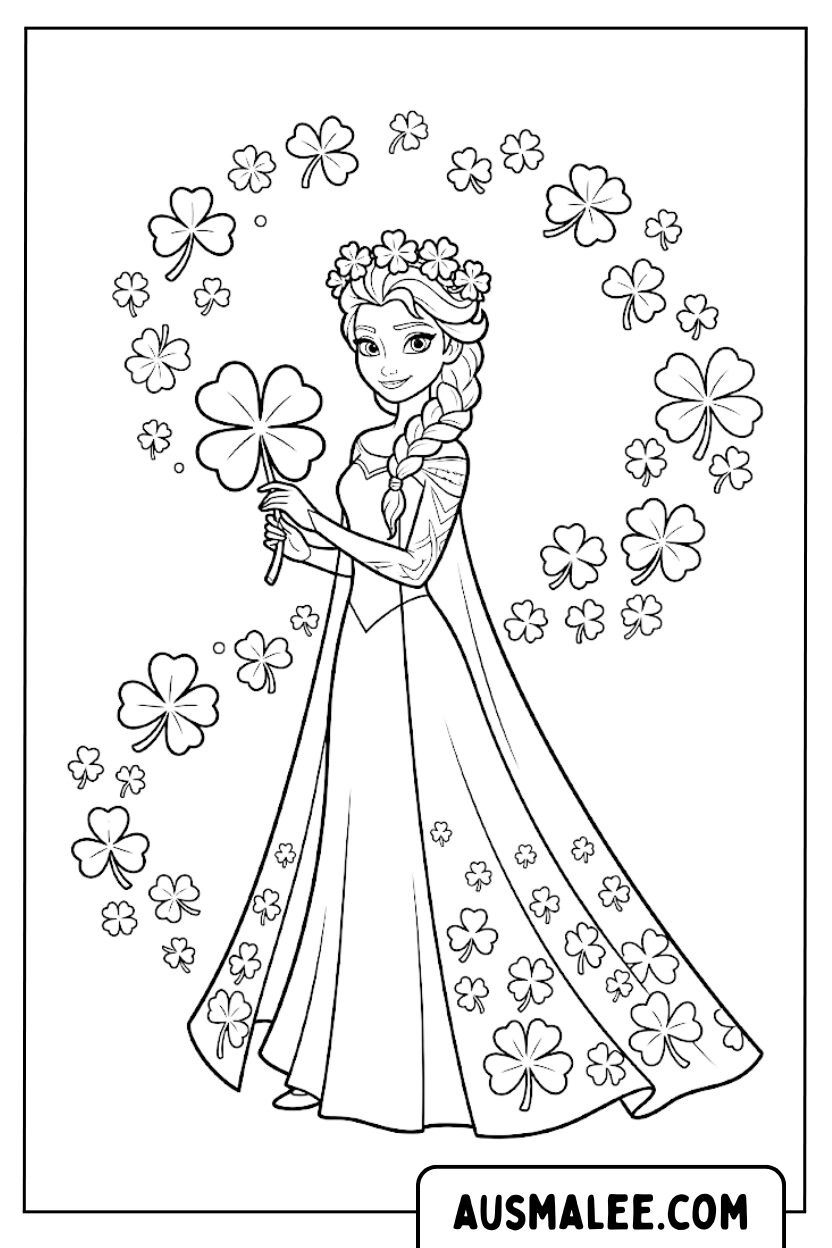 Elsa Frozen Clover kleurplaten