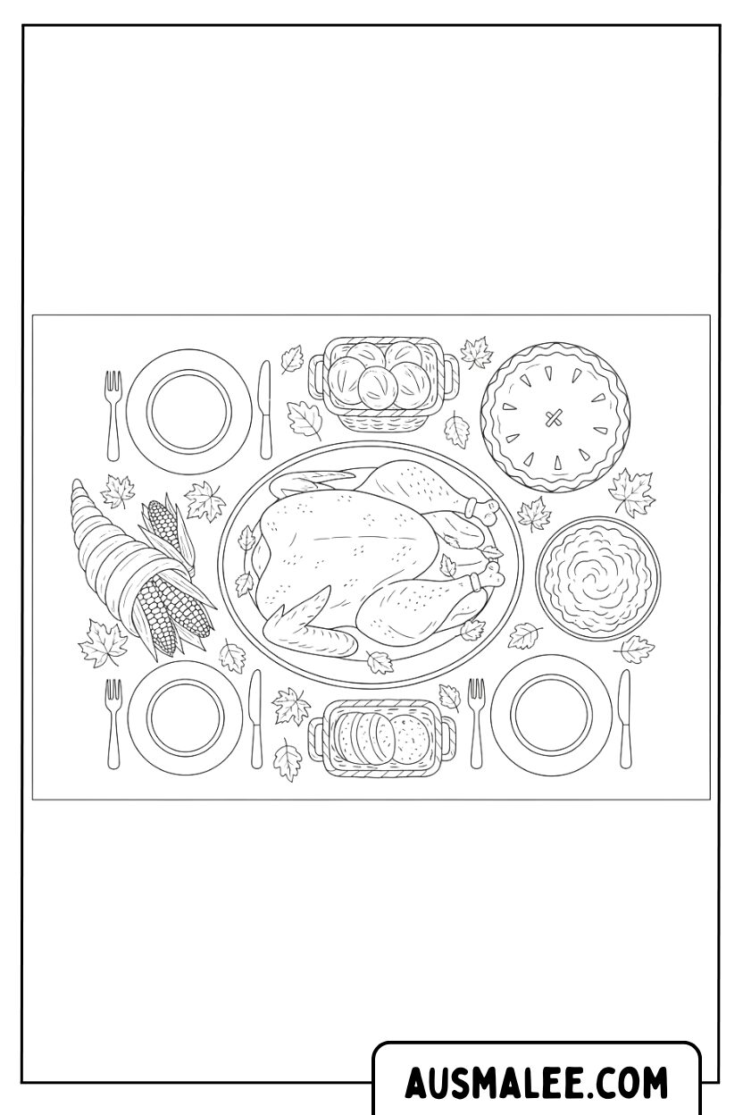 Coloriages de nourriture de Thanksgiving ci-dessus