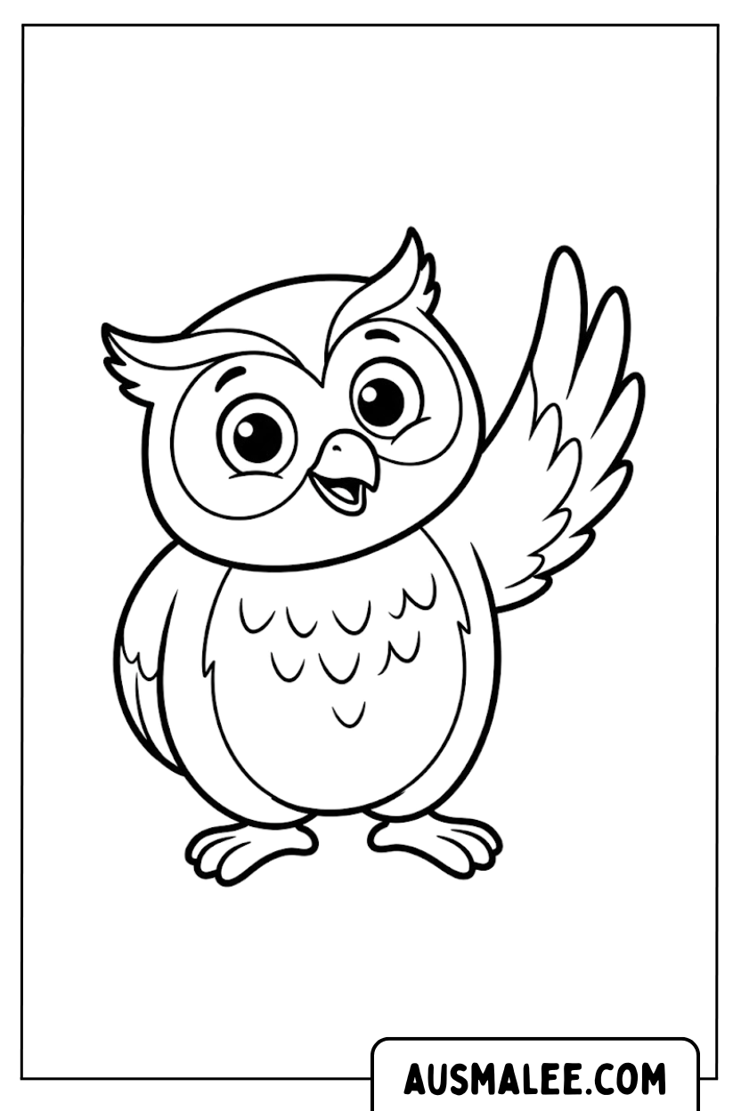 Coloriages de hibou agitant