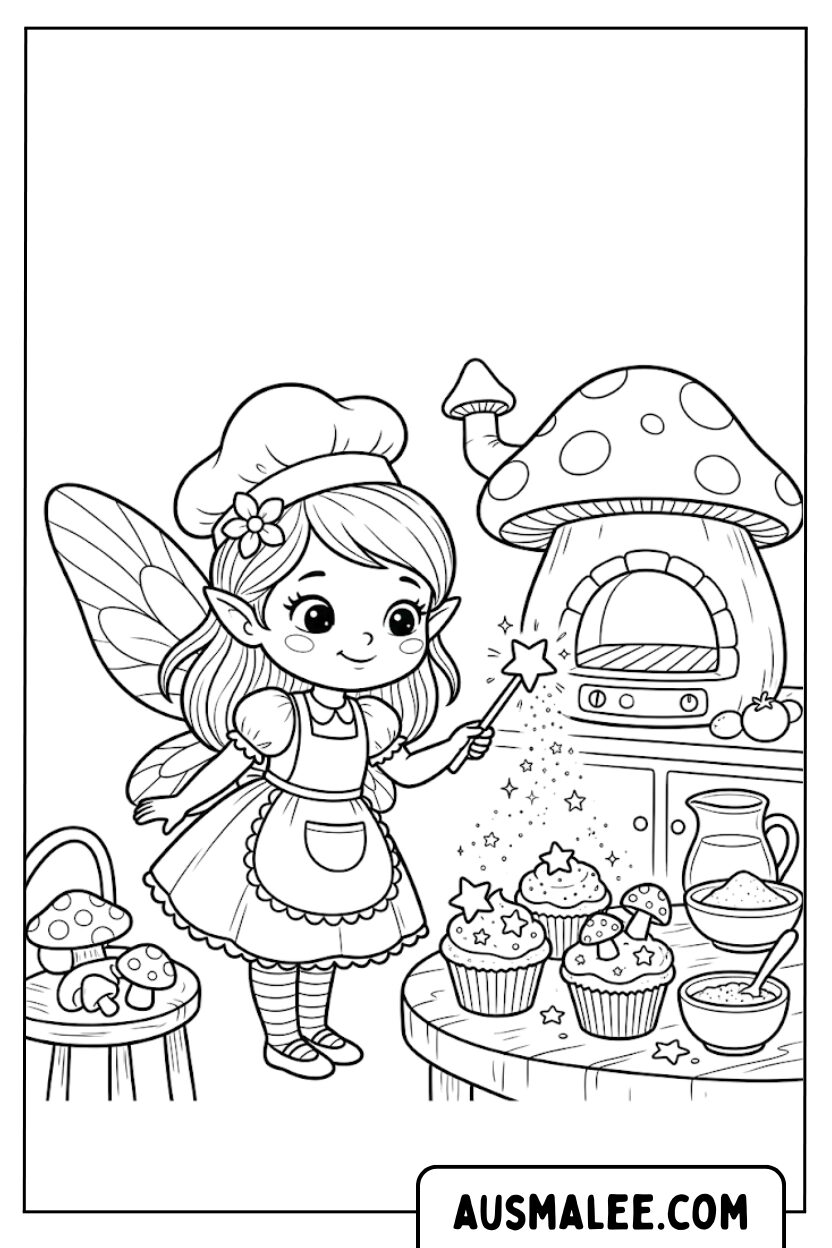 Fairy Cooks Cupcakes Coloring Pages