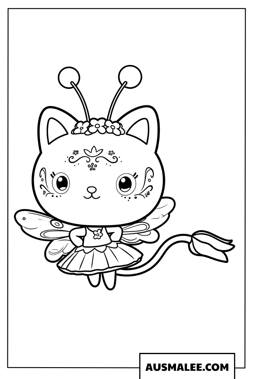 Coloriage Chat fée qui vole
