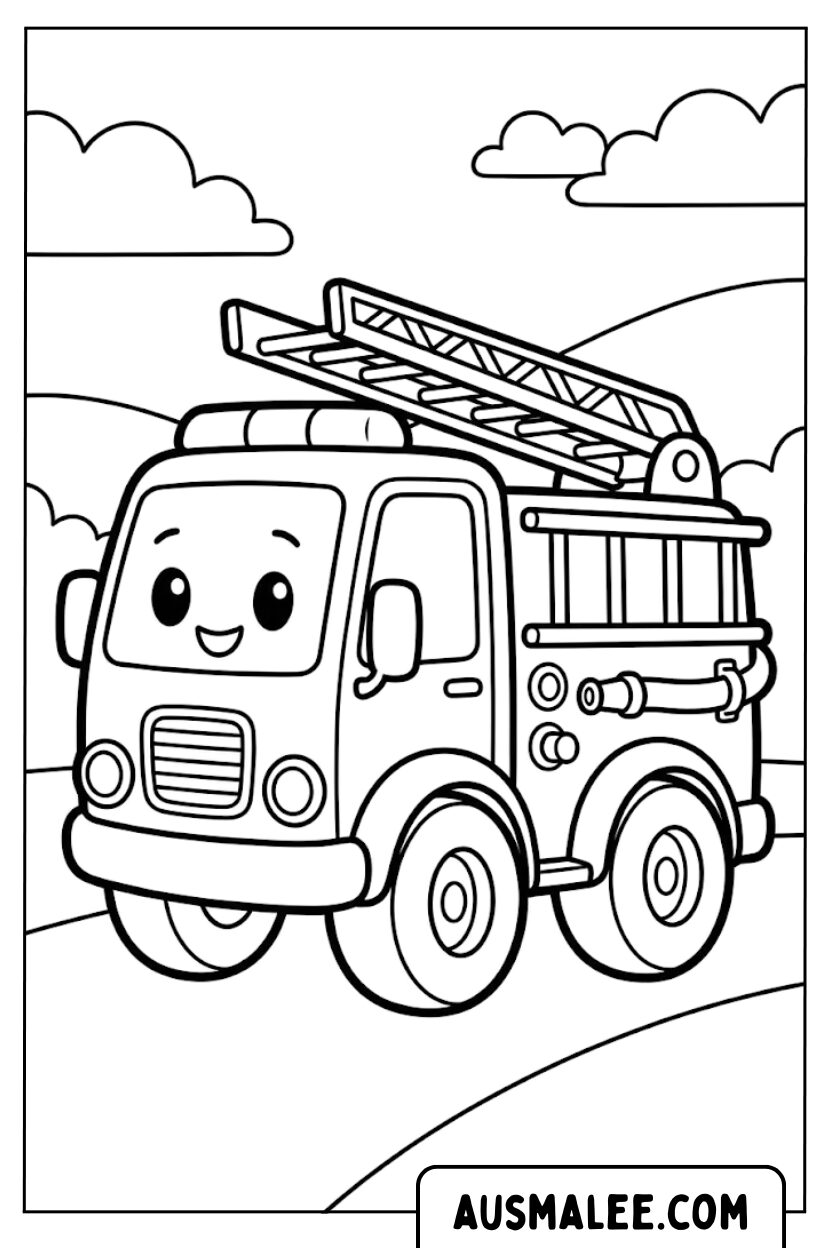 Coloriages échelle de camion de pompiers