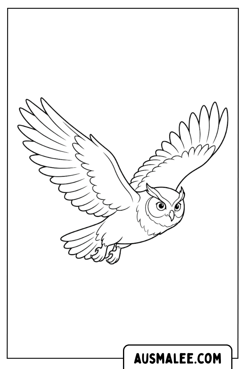 Coloriages de hibou volant