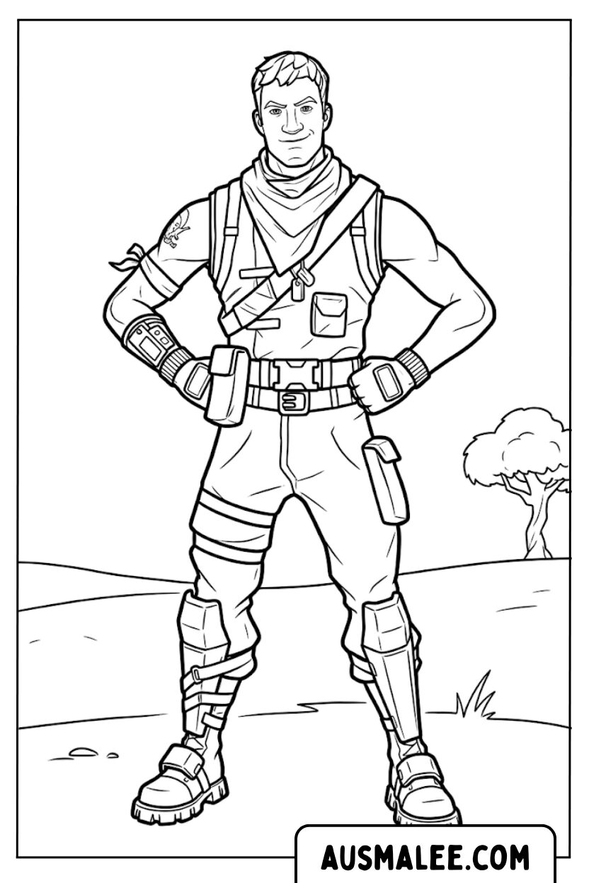 Fortnite Jonesy karakter kleurplaten