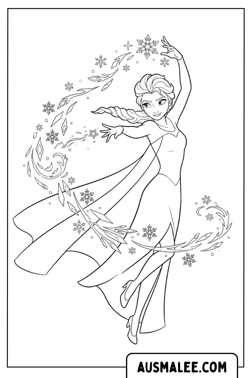 Coloriages Elsa Ice Power La Reine Des Neiges