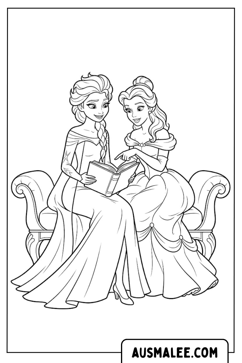Coloriages Elsa et Belle La Reine des Neiges