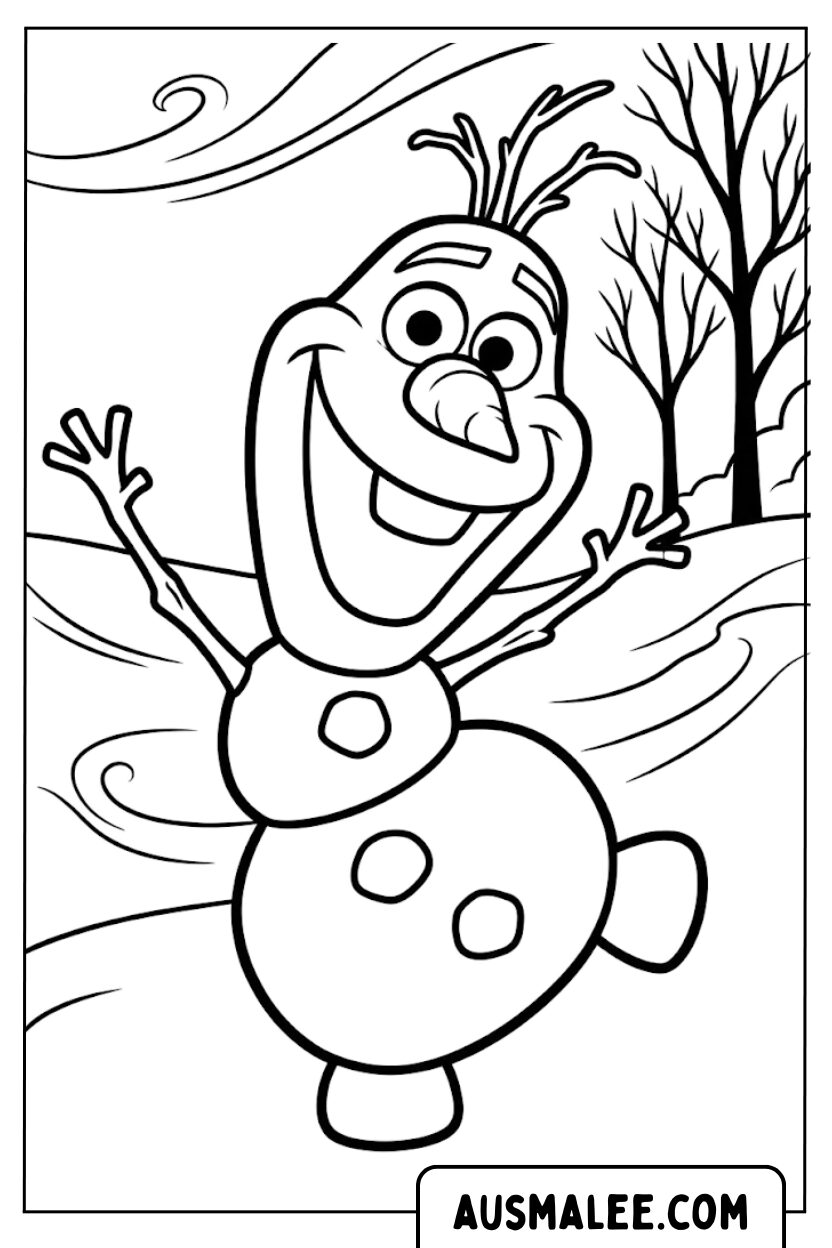 Coloriages - Olaf La Reine des Neiges dansant