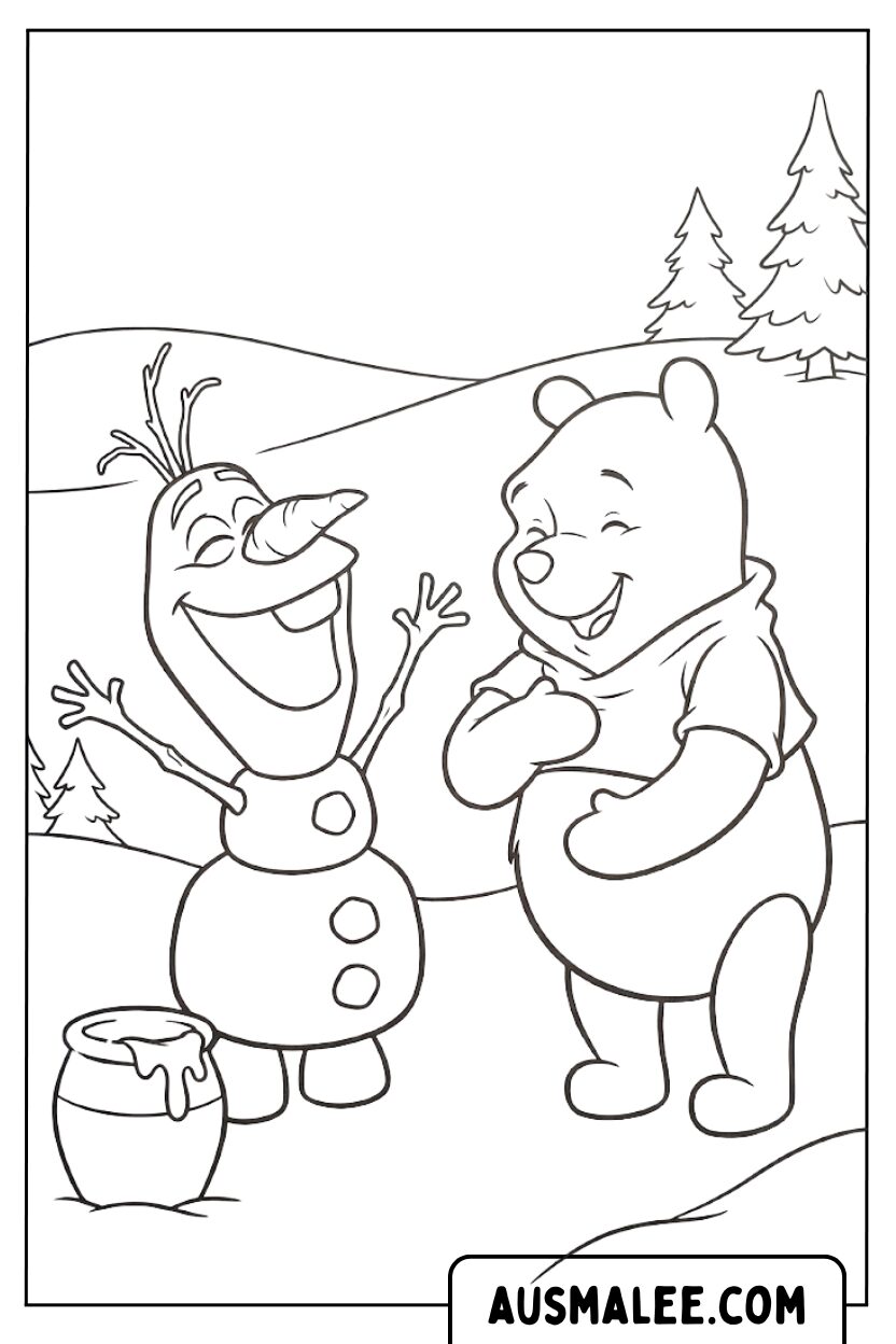 Coloriages Olaf Winnie l'ourson congelé