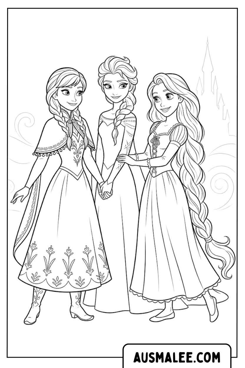 Coloriages La Reine des Neiges Raiponce Elsa Anna