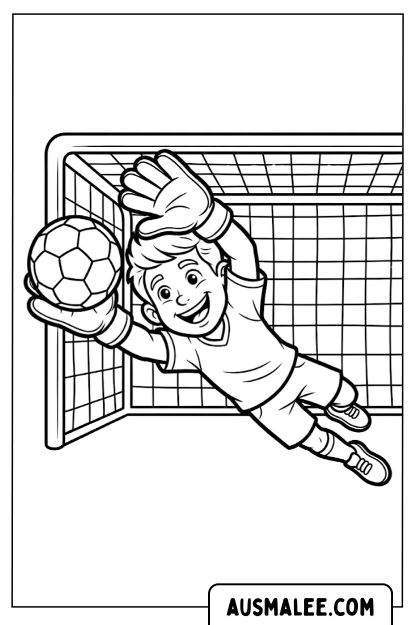 Soccer goalkeeper parade coloring pages