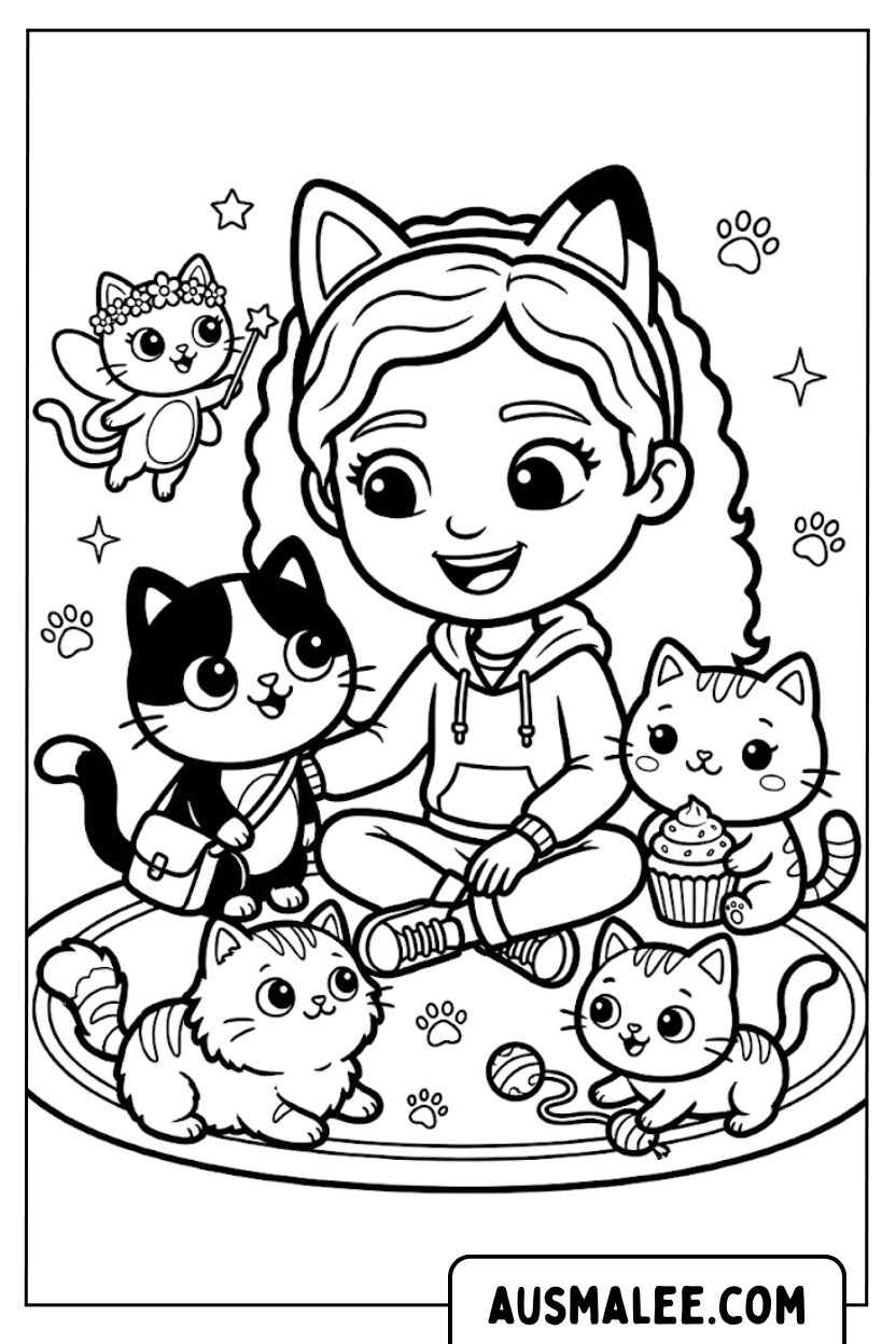 Coloriages de Gabby, amis les chats