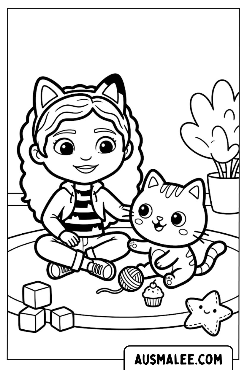 Coloriages Gabby Cat jouant