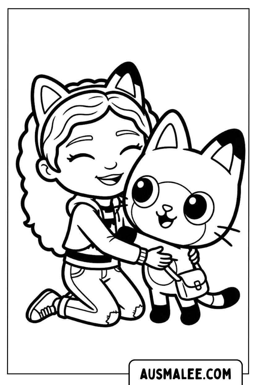 Coloriages Gabby chat câlin