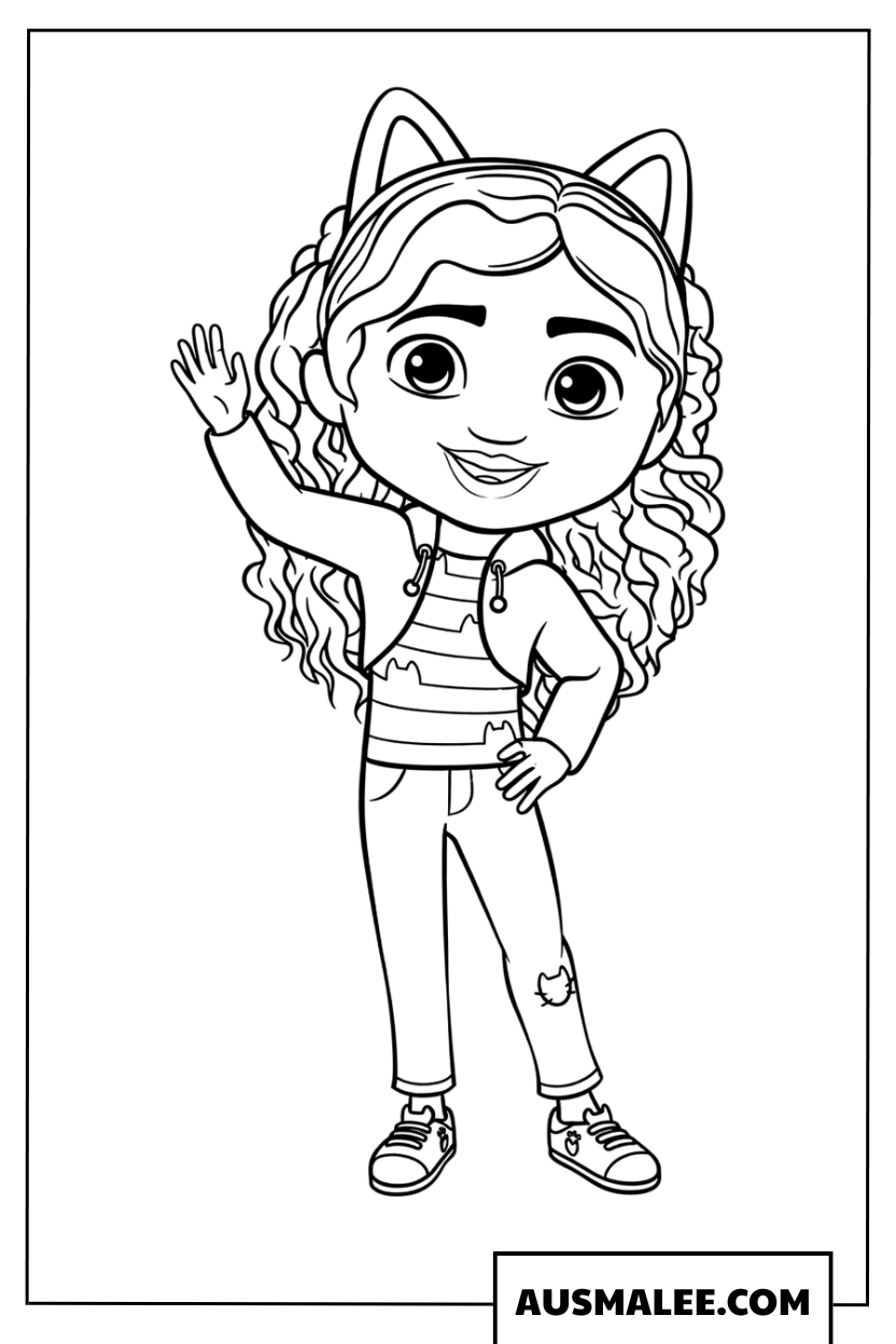 Coloriage Gabby fait coucou