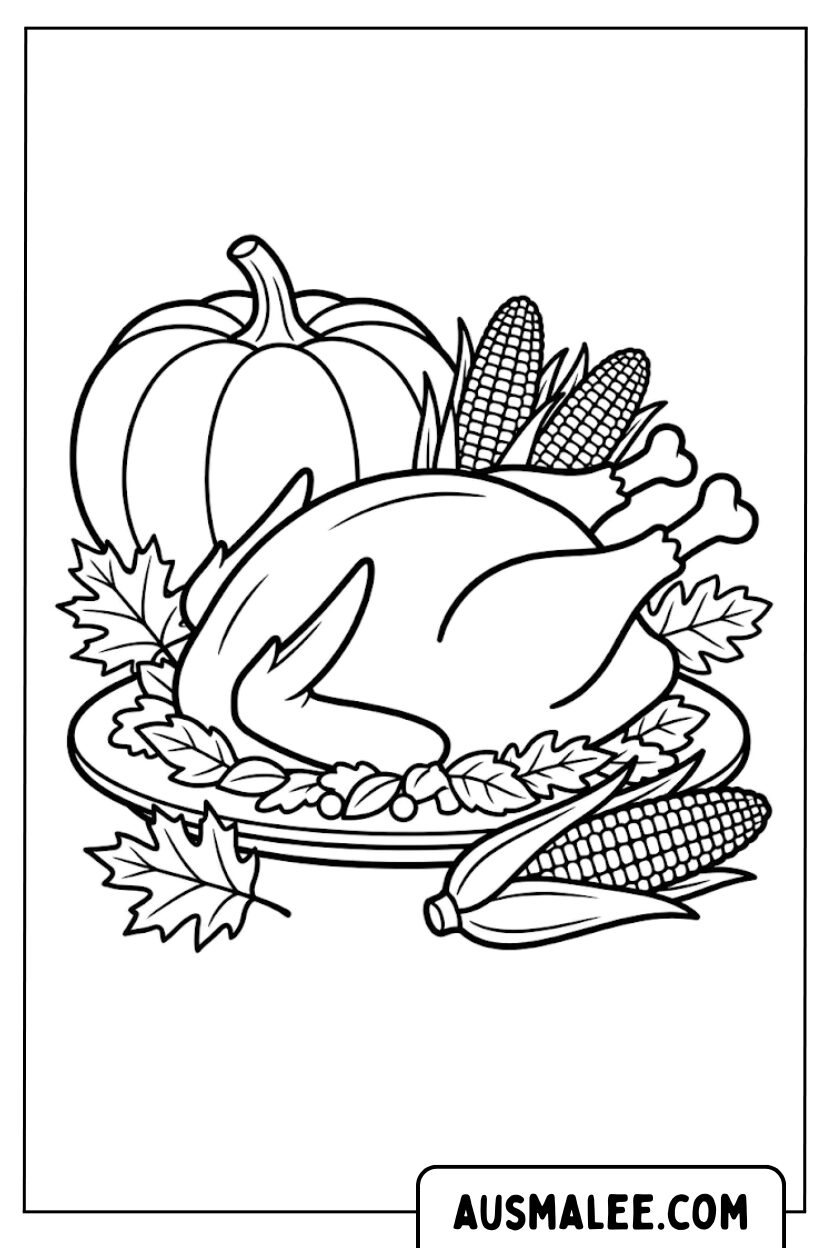 Coloriages de citrouille de dinde rôtie