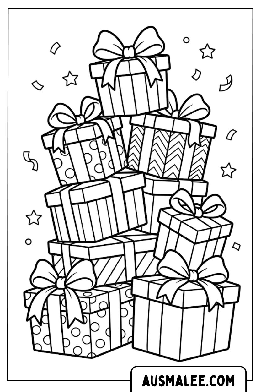 Coloriages cadeaux d'anniversaire chérie