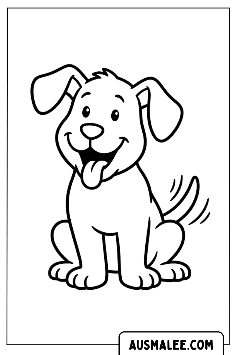Gelukkige puppy kleurplaten