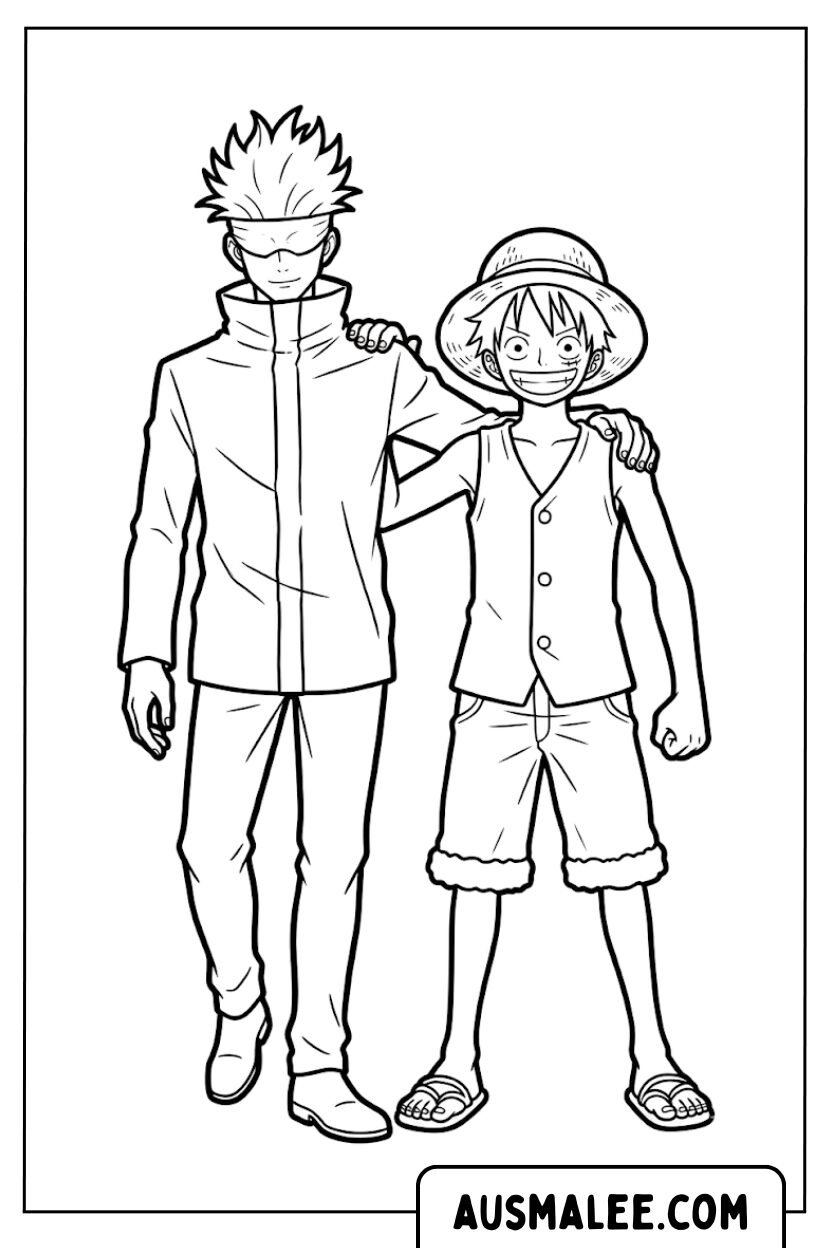 Gojo Luffy Piraat kleurplaten