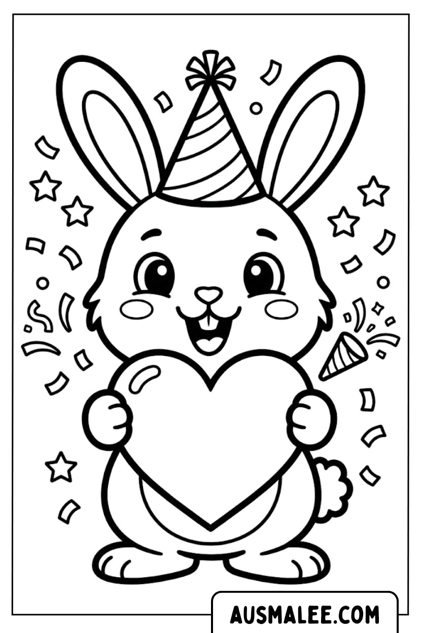 Coloriages fête du cœur de lapin