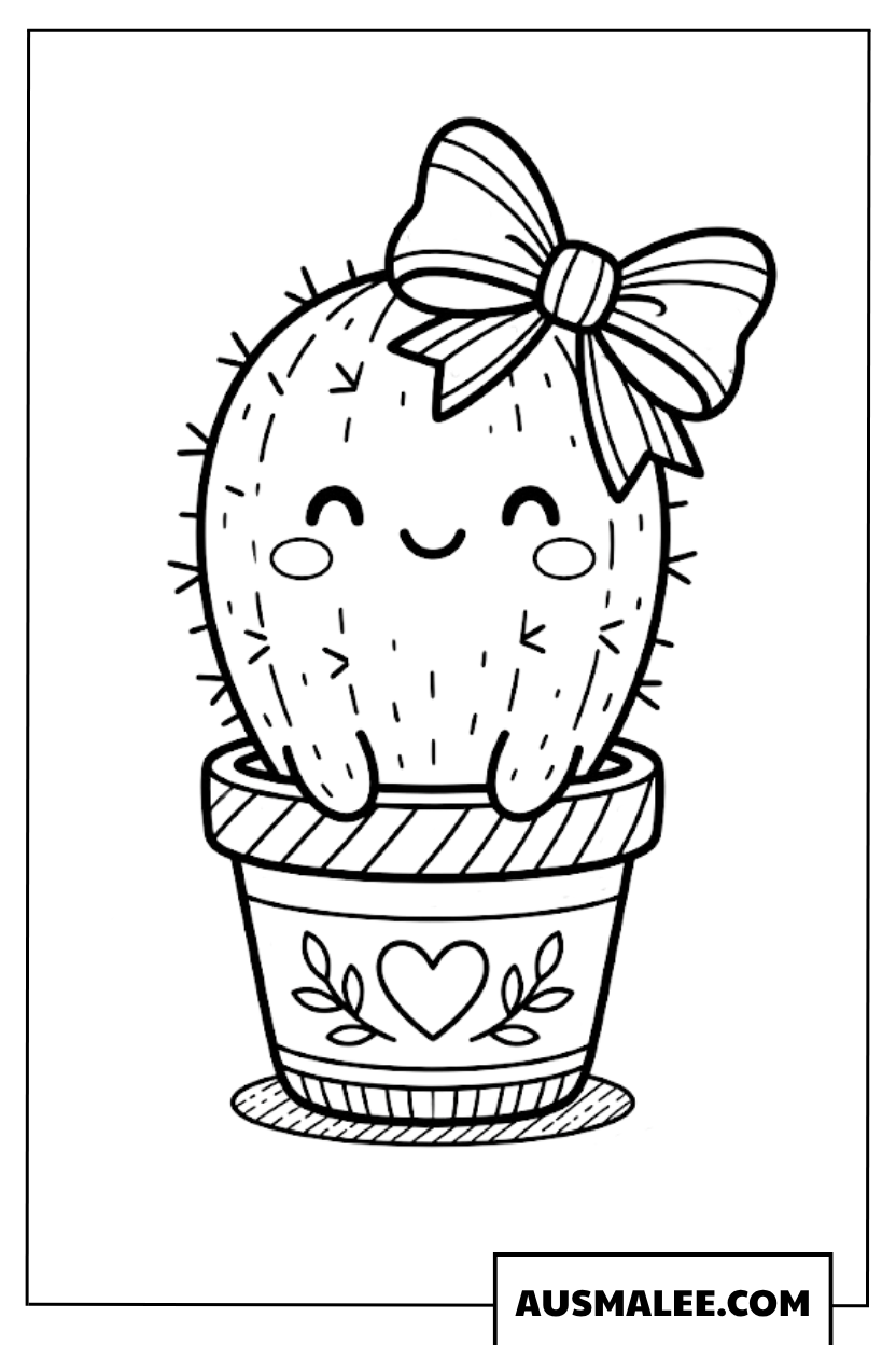 Coloriage Cactus avec un nœud