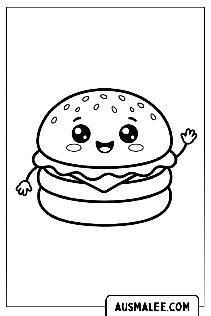 Coloriages de hamburgers kawaii