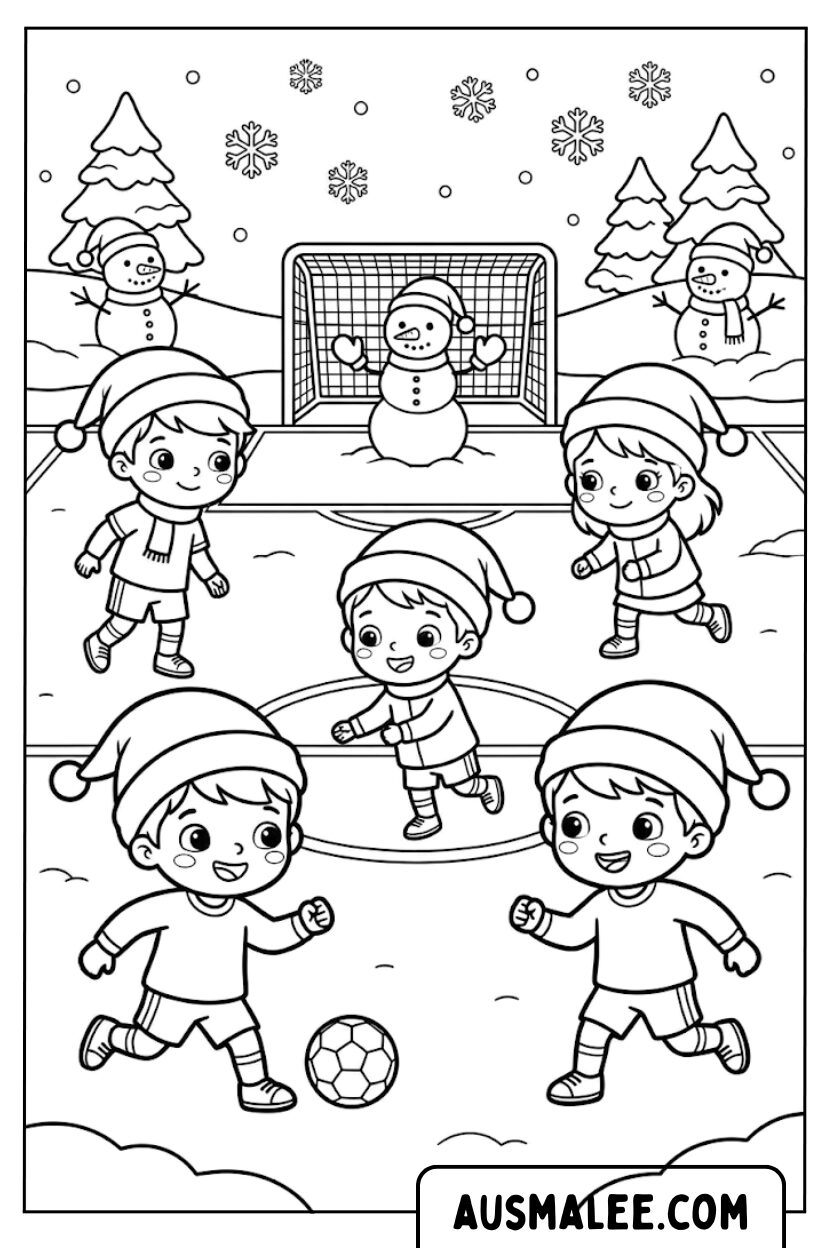 Coloring pages children's football snow