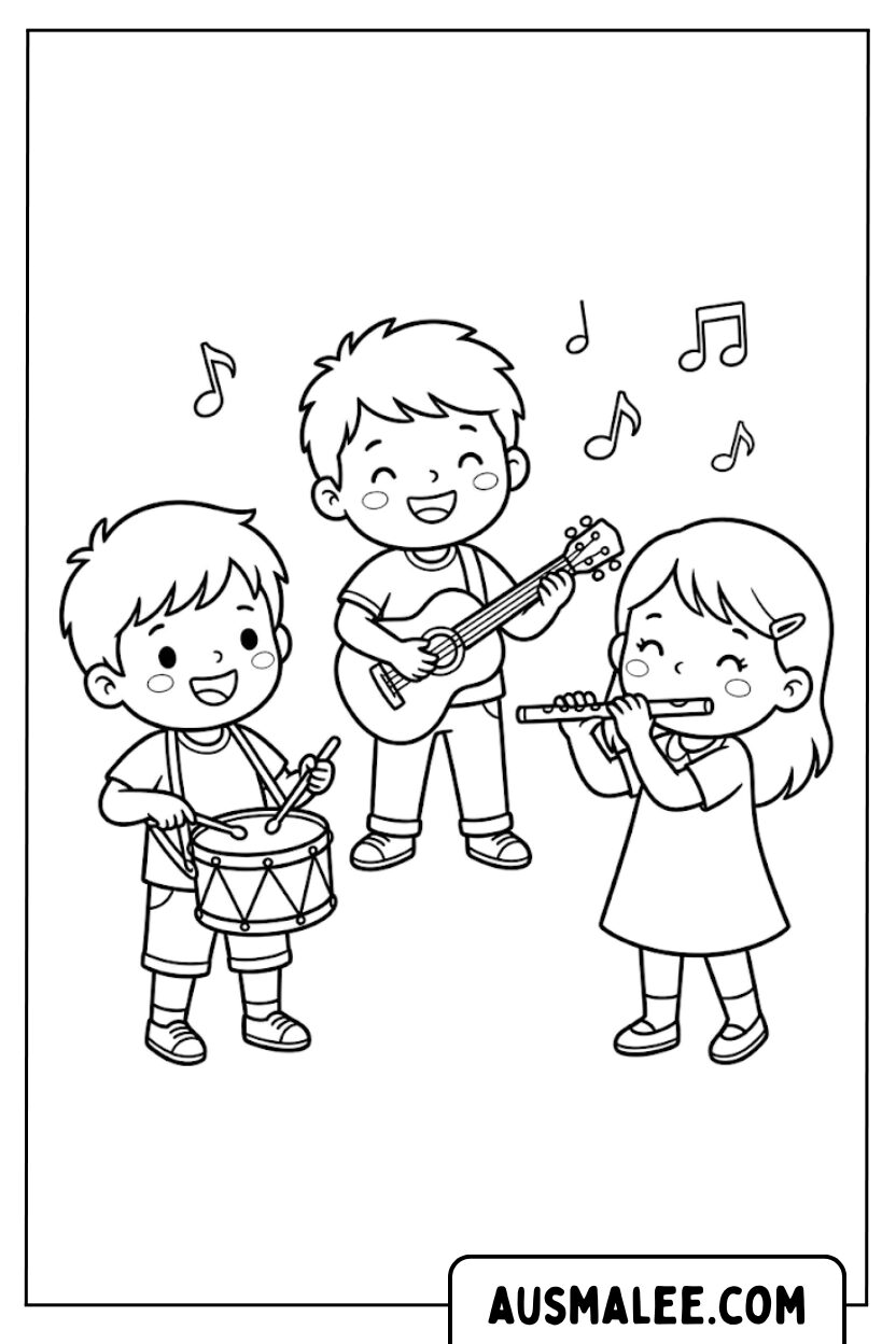 Coloriages groupe de musique pour enfants