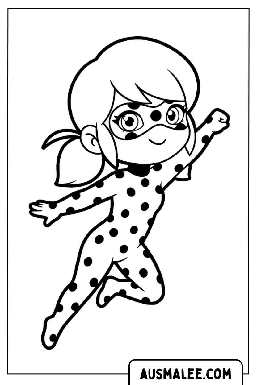 Ausmalbilder Ladybug Chibi Fliegen