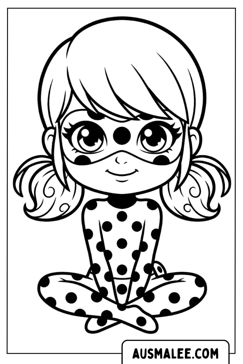 Ausmalbilder Ladybug Chibi Sitzend