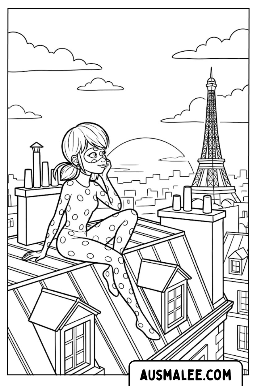 Ladybug Eiffel Tower coloring pages