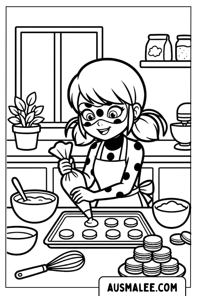 Ausmalbilder Ladybug Kueche Backen