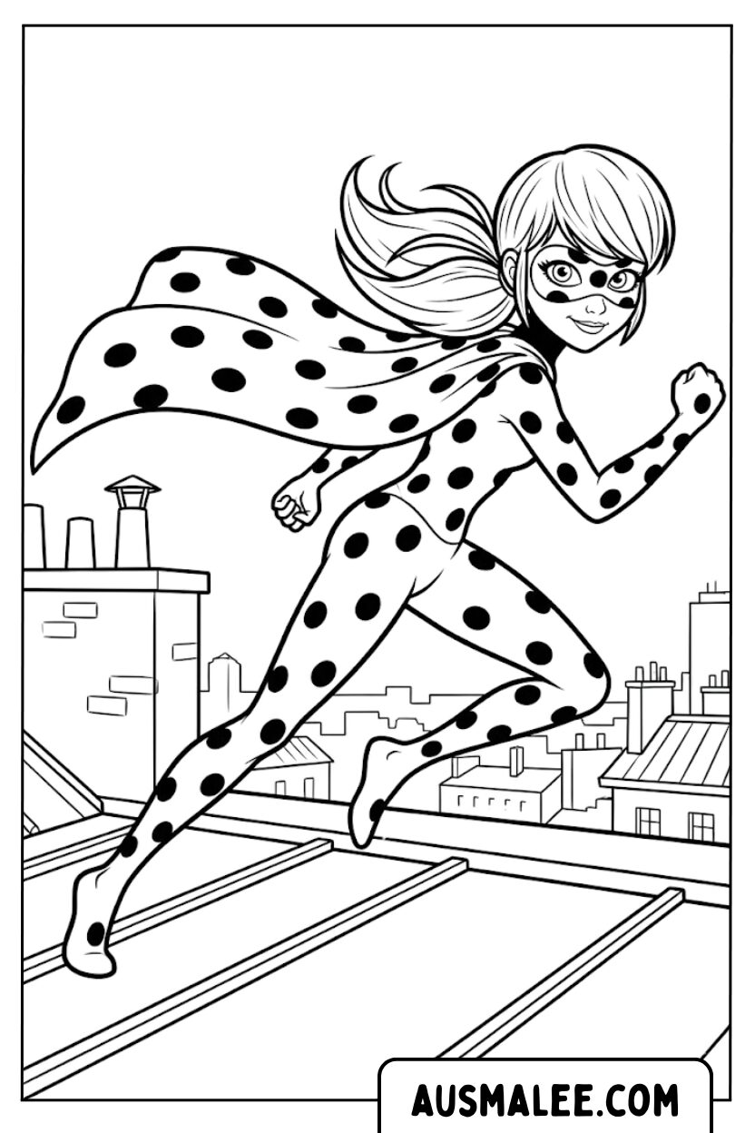 Ladybug Running Roof Coloring Pages