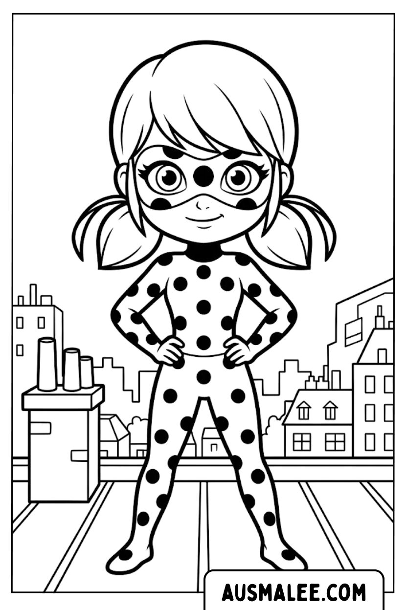 Ausmalbilder Ladybug Stehend Stadt