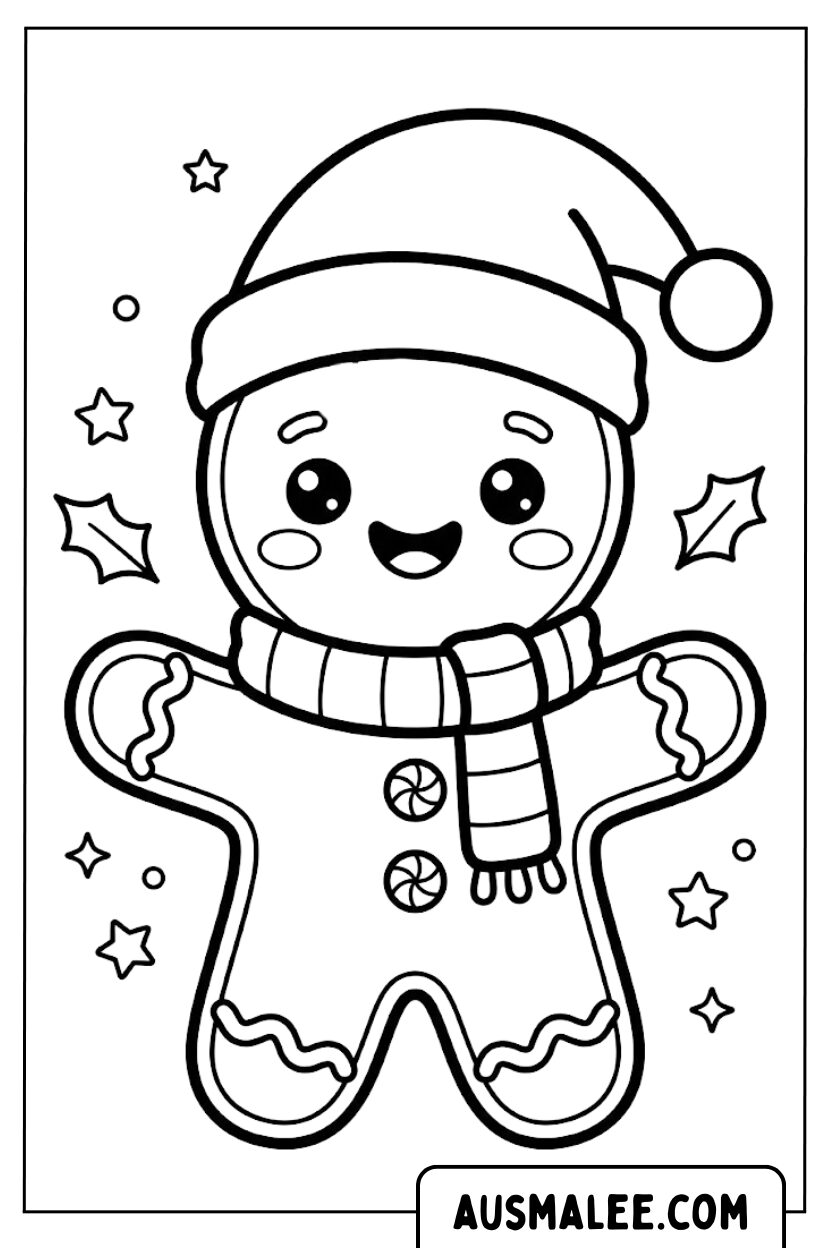 Coloriages Bonhomme en pain d'épice hiver
