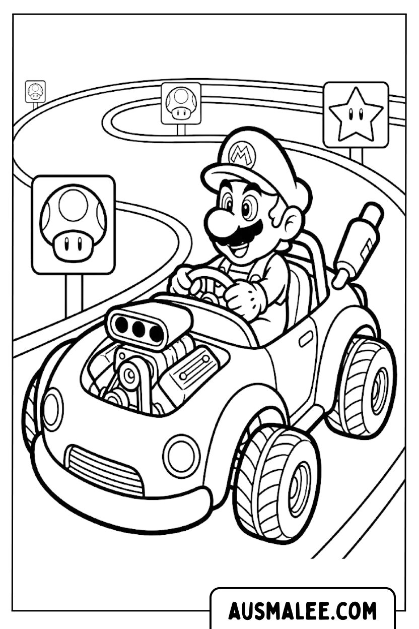 Coloriages Circuit de course Mario Kart