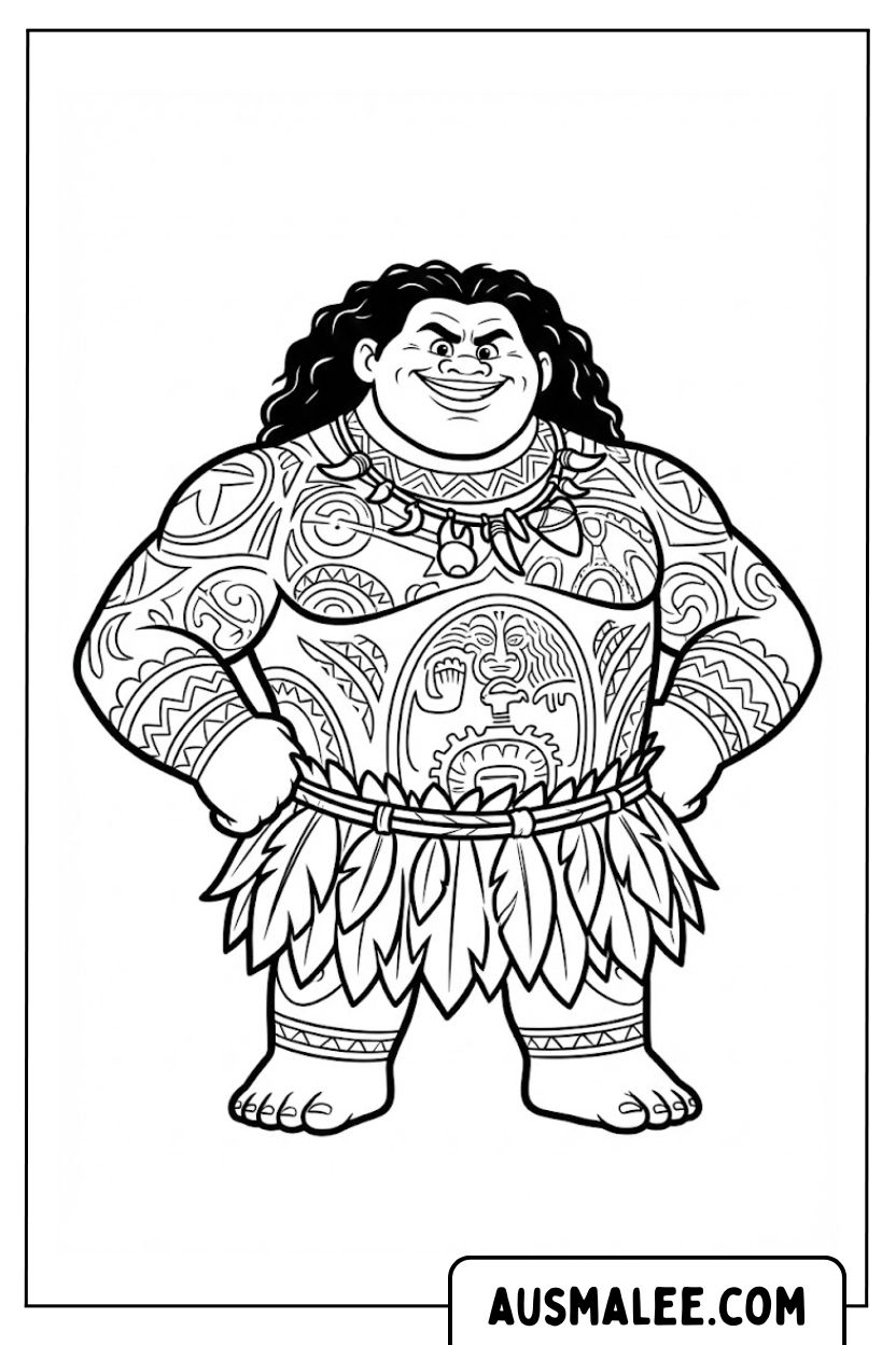 Maui tattoos coloring pages