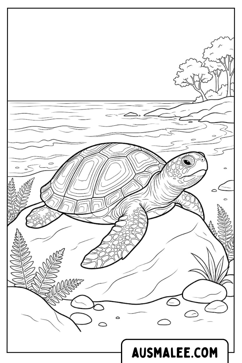 Zeeschildpadden kleurplaten aan de kust