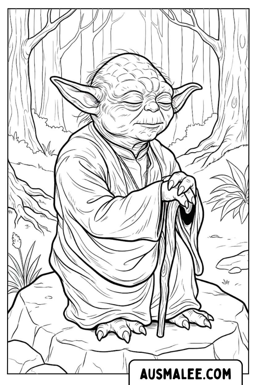 Kleurplaten meester yoda bos